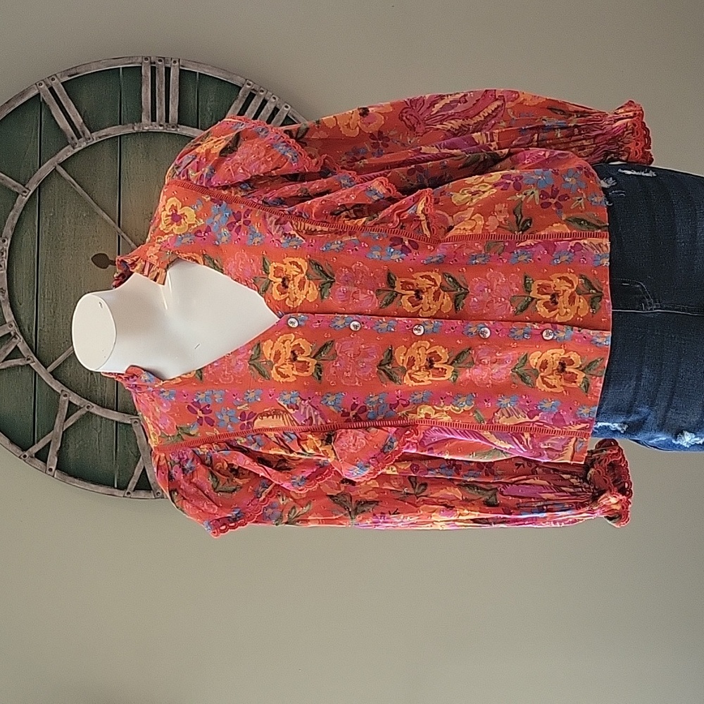 Farm Rio Red Spring Bananas Blouse - Picture 3 of 15